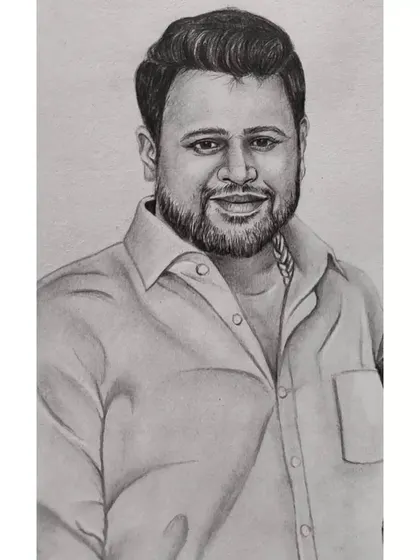 A portrait of a man with a beard, capturing a warm and friendly smile. This sketch shows my ability to render different facial hair textures.