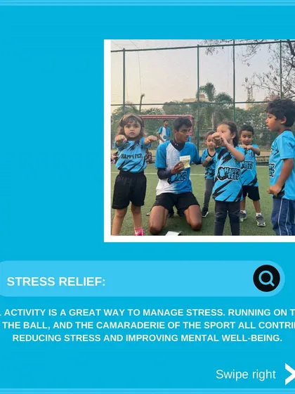 One of the great benefits of our program is stress relief. Running on the field and kicking a ball is a fantastic way for kids to manage their energy and improve their mental well being.