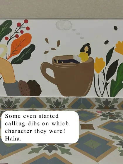 Some employees even started calling dibs on which character they were. This mural truly became a part of their daily lives and conversations.