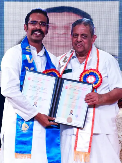A moment of immense pride and gratitude, receiving my Master of Science in Yoga degree from Dr. H R Nagendra Guruji during the 20th convocation at S-VYASA University.