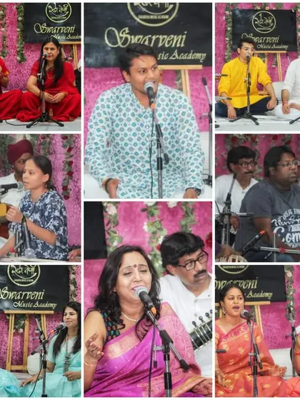 More smiling faces from the Swarveni Utsav stage, showcasing the diverse group of students at our Gurukul.