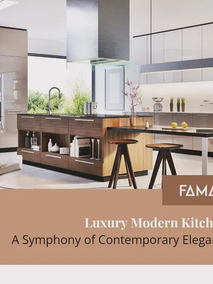 A luxury modern kitchen is a symphony of contemporary elegance. This design emphasizes clean lines, handleless cabinets, and high-quality materials like wood and marble to create an exquisite culinary space.