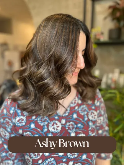 An Ashy Brown is perfect for those who want a cooler-toned brunette look. This shade is sophisticated and modern, with subtle dimension.