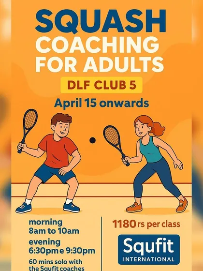 Ready to take your game to the next level? We offer personalized 60-minute solo squash lessons for adults at DLF Club 5, with morning and evening batches to fit your schedule.