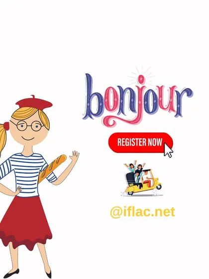 An announcement for our hybrid French classes. We offer flexible learning options to fit your schedule.