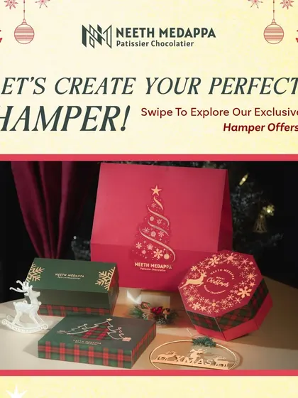 Let’s create your perfect Christmas hamper. This graphic introduces my exclusive hamper offers, beautifully packaged for the holiday season.