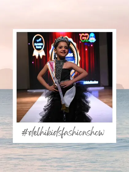 The moment of victory. This participant beams with pride, wearing her winner's sash and crown. At my events, every child is celebrated for their courage and talent, ensuring they all feel like champions.