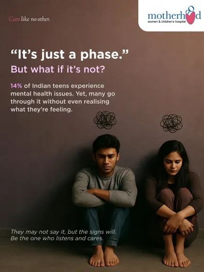 "It's just a phase." But what if it's not? 14% of Indian teens experience mental health issues. We encourage parents to look for signs like withdrawal or persistent sadness and to create a safe space for conversation. Your listening ear can make all the difference.