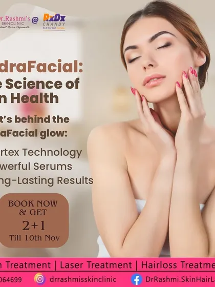 The HydraFacial is where science meets beauty, combining advanced vortex technology with powerful serums to boost your skin's health. It infuses antioxidants, peptides, and hyaluronic acid to deliver a hydrated, youthful look with long-lasting results.