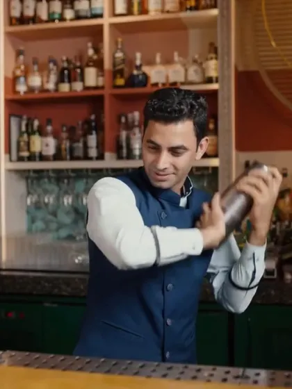In his element. Varun shaking up a storm behind the bar.