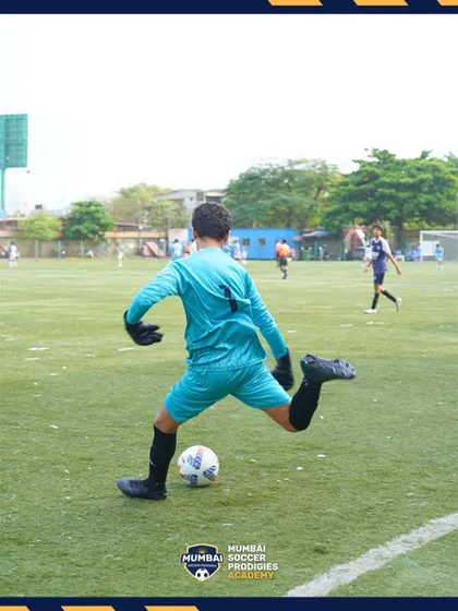 Our goalkeeper launches an attack during the MFA YPL U15 semi-final.