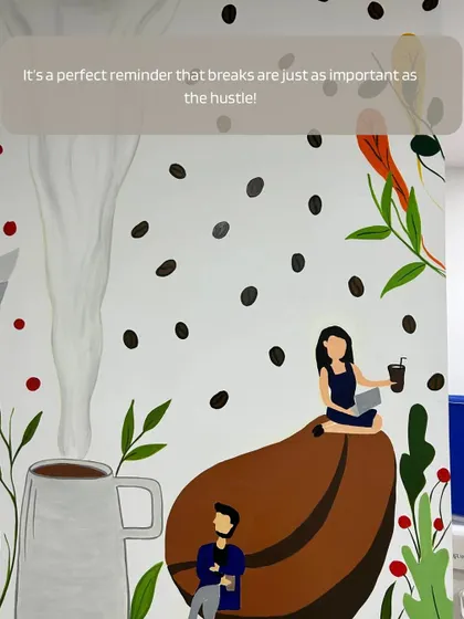 This little scene of a character relaxing on a giant coffee bean is a perfect reminder that breaks are just as important as the hustle.