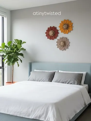 From bedrooms to living rooms, these blooms fit right in. Hanging above the bed, they bring a sense of calm and a little bit of sunshine indoors.