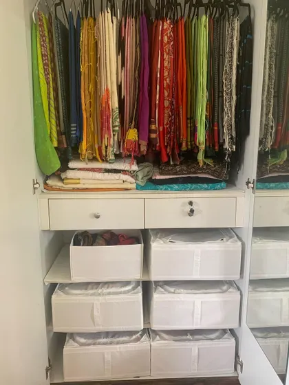 An organized closet is an organized mind! Here's a look at my saree collection after a much needed decluttering session. Having a simple system in place makes choosing a saree so much easier.