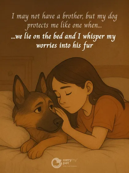 My dog protects me in the quiet moments, too. He's the keeper of my worries, listening without judgment as I whisper them into his fur.