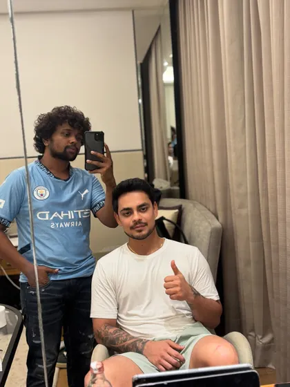 A mirror selfie with Ishan Kishan, showing the final result.