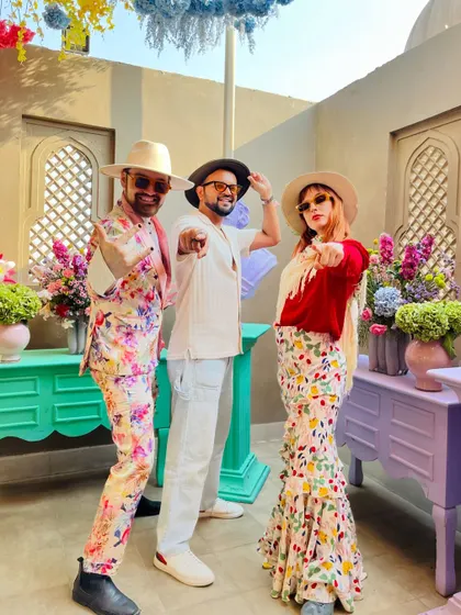With my favorite co-hosts at my favorite venue, the Fairmont Jaipur. The beautiful architecture and vibrant atmosphere make it the perfect place for a royal wedding.