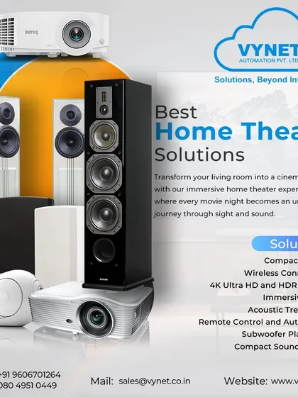 We provide end-to-end home theater solutions. This includes selecting and installing the right equipment, from 4K HDR projectors and immersive audio speakers to implementing remote control automation for effortless use.