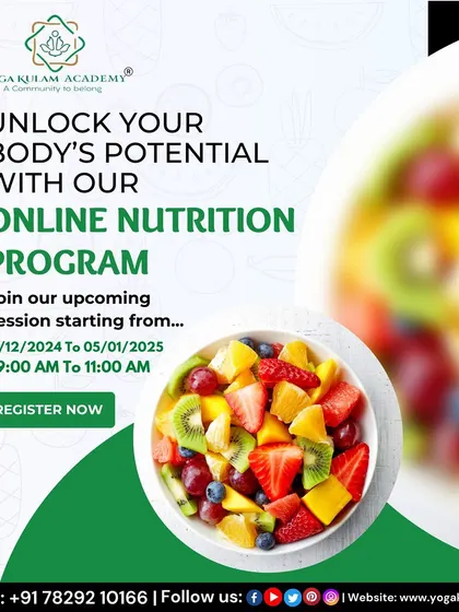 Unlock your body's potential with our online nutrition program. This visual, featuring a vibrant fruit bowl, represents our focus on fresh, natural foods. The course is designed to empower you with the knowledge to make healthy choices every day.