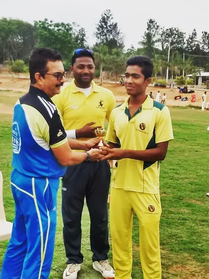 Another win for the academy. Here, one of our U-16 players is receiving a trophy after a key tournament performance. Our training prepares players for high-pressure finals, and I am proud to see them consistently bring home the silverware.
