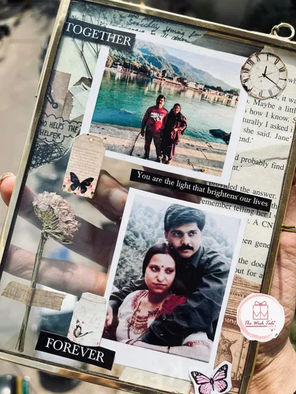 Vintage feels, timeless love. This frame was made for a couple, combining their old and new photos with scrapbook elements to tell the story of their life together.