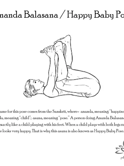 Ananda Balasana (Happy Baby Pose) is a great hip opener that calms the brain, relieves stress, and provides a deep stretch to the inner thighs and groin.
