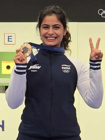 A smile of victory from Manu Bhaker, holding her Paris 2024 Olympic bronze medal. Her achievement is an inspiration to all aspiring shooters at our academy.