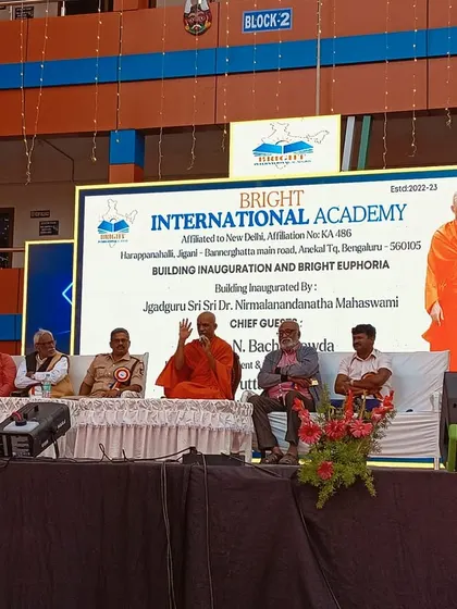 On the dais at the Bright International Academy in Jigani. It was a well-organized event at their new college campus.