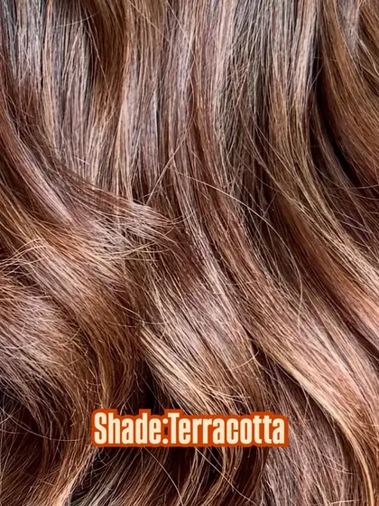 The star of the show: the terracotta shade itself. This close-up shows the richness and warmth of the color, perfect for Indian skin tones.