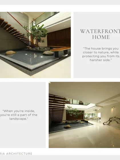 A central courtyard with a water feature and a single tree forms the heart of this home. This design brings nature, light, and tranquility deep into the interior, creating a living space that feels both expansive and intimate.