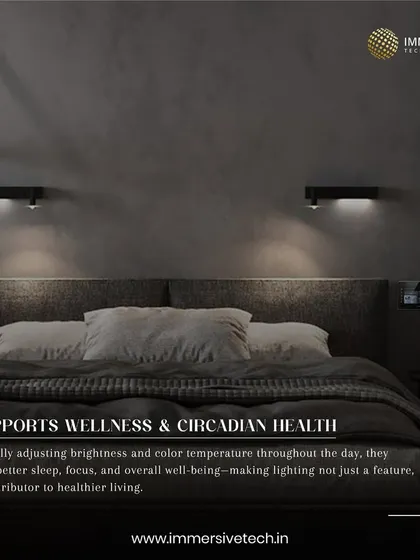 Our lighting systems are designed to support your wellness. By automatically adjusting brightness and color temperature to mimic natural daylight, we help regulate your body's circadian rhythm, promoting better sleep and focus.