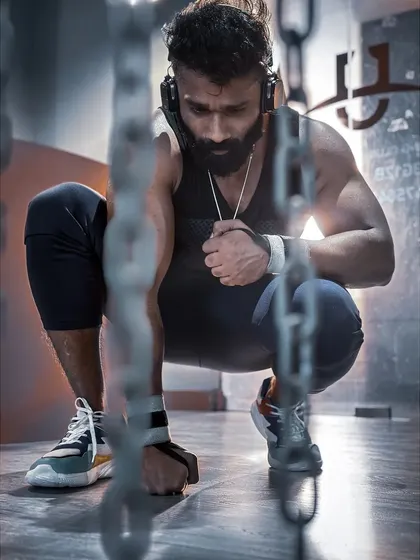 Strength isn't just about lifting, it's about control and presence. This creative shot captures the intensity and focus that I bring to every single workout.
