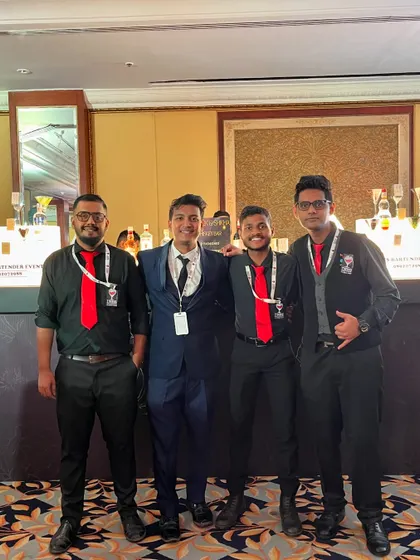 My professional team of bartenders, ready for a large wedding event. We can handle events of any size, ensuring quick and efficient service for all your guests.