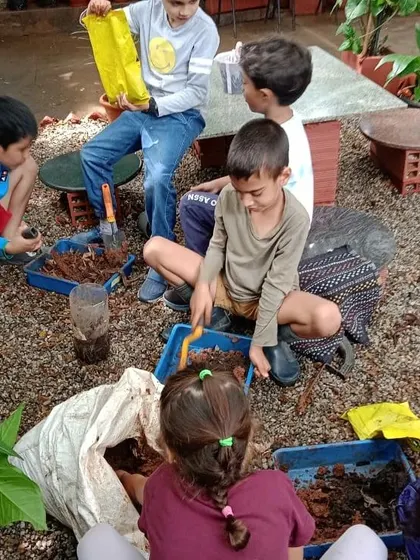 A collection of moments from our various hands-on science activities, showing children deeply engaged in learning through doing.