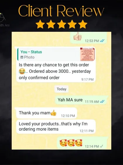 "Loved your products..that's why I'm ordering more items." This is the best feedback I can ask for. Thank you for your trust.