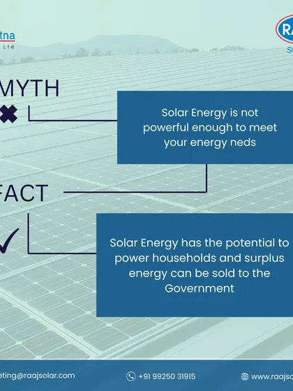 Myth: Solar energy isn't powerful enough. Fact: Solar energy can easily power households, and surplus energy can even be sold back to the government.