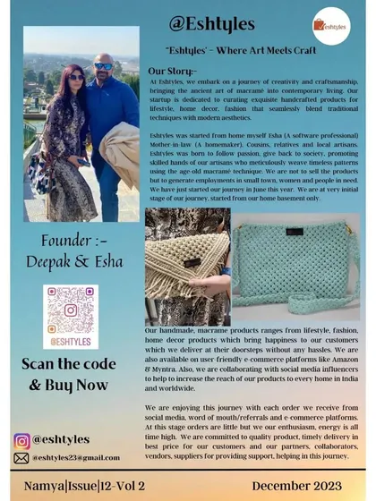 Another feature from Namya Magazine, sharing our story of turning a passion for macrame into a house of handmade products.