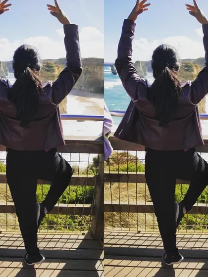 A ballet pose overlooking the 12 Apostles in Australia. Dance is a universal language, and you can find a stage anywhere in the world.