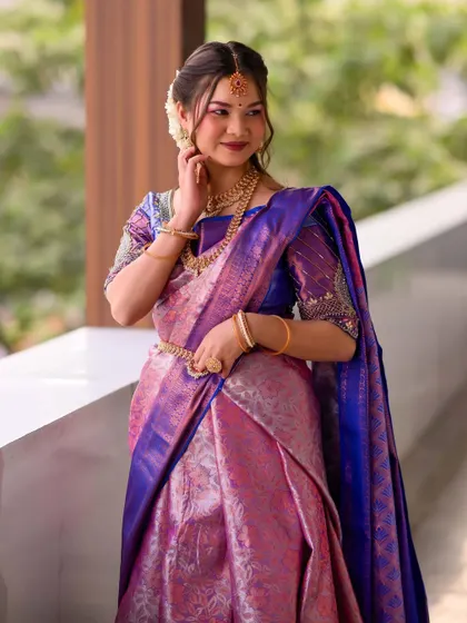 An outdoor shot showcasing the bridal look in natural light. The makeup remains vibrant and fresh, proving its longevity and quality.