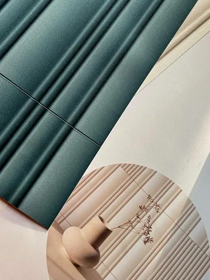 A different perspective on my 3D textured wallpapers, showing how the clean lines and deep grooves can transform a flat wall into a piece of architectural art.