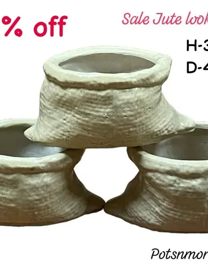 These jute-look ceramic pots are perfect for a rustic-themed bonsai. They are 4 inches wide and currently on sale.