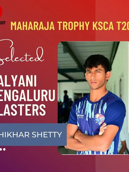 We are thrilled to see Shikhar Shetty picked by the Kalyani Bengaluru Blasters for the Maharaja Trophy KSCA T20 tournament. We wish him all the best.
