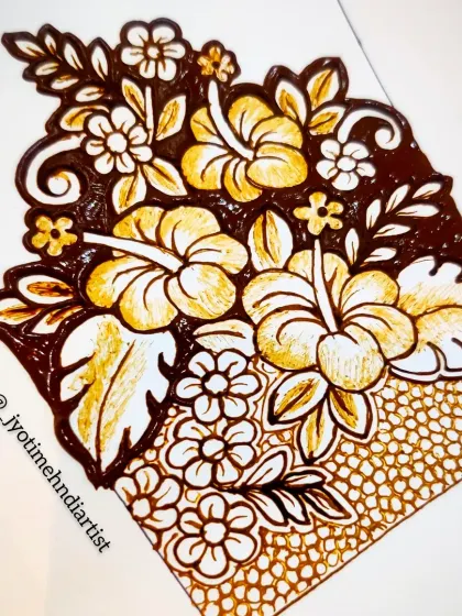 A lush floral bouquet design with hibiscus flowers, perfect for a tropical or summer theme. The use of negative space makes the flowers pop.