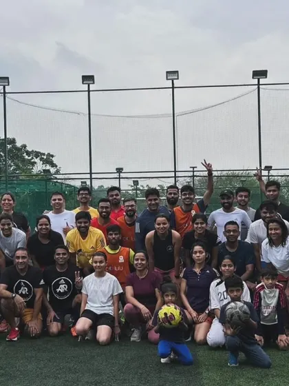 The whole team together after a soccer game for the 'Move for the Planet' challenge. Every type of movement counts.