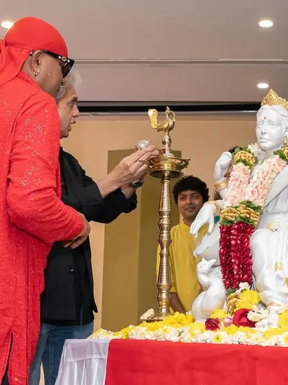 The legendary percussionist Sivamani ji lighting the lamp to inaugurate our Guruvandan event. It is an honor to have such great masters grace our student showcase and inspire the next generation.