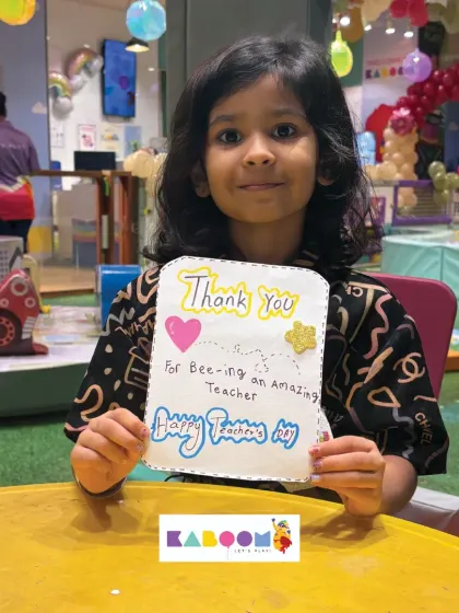 "Thank you for bee-ing an amazing teacher!" This sweet, handmade card is another beautiful creation from our Teacher's Day workshop, ready to be given to a special teacher.