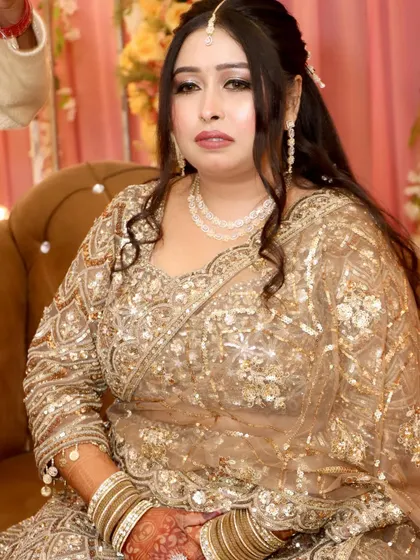 A pensive and elegant portrait of the bride, her makeup looking flawless and beautiful.