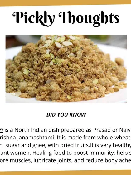 A little 'Pickly Thought' about Panjiri. It's not just a sweet, but a healing food known to boost immunity and provide comfort, especially for new mothers.