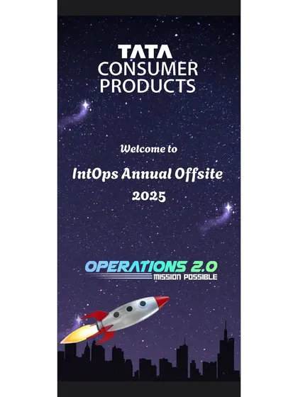The official event branding for the Tata Consumer Products IntOps Annual Offsite. I was honored to be the dance instructor for their "Operations 2.0: Mission Possible" themed function, a major leadership event.