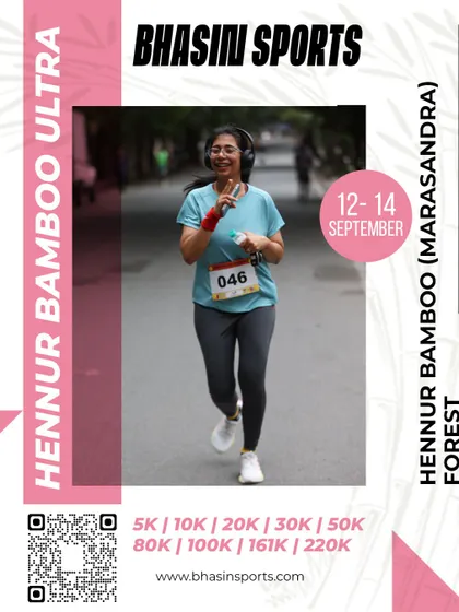 Running with a smile. This participant enjoys the scenic route of the Hennur Bamboo Ultra, proving that even a challenging race can be a joyful experience.